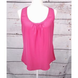 New Women's Trina Turk Pink Silk Racerback Scoop‎ Neck Tank Top Blouse SZ SM